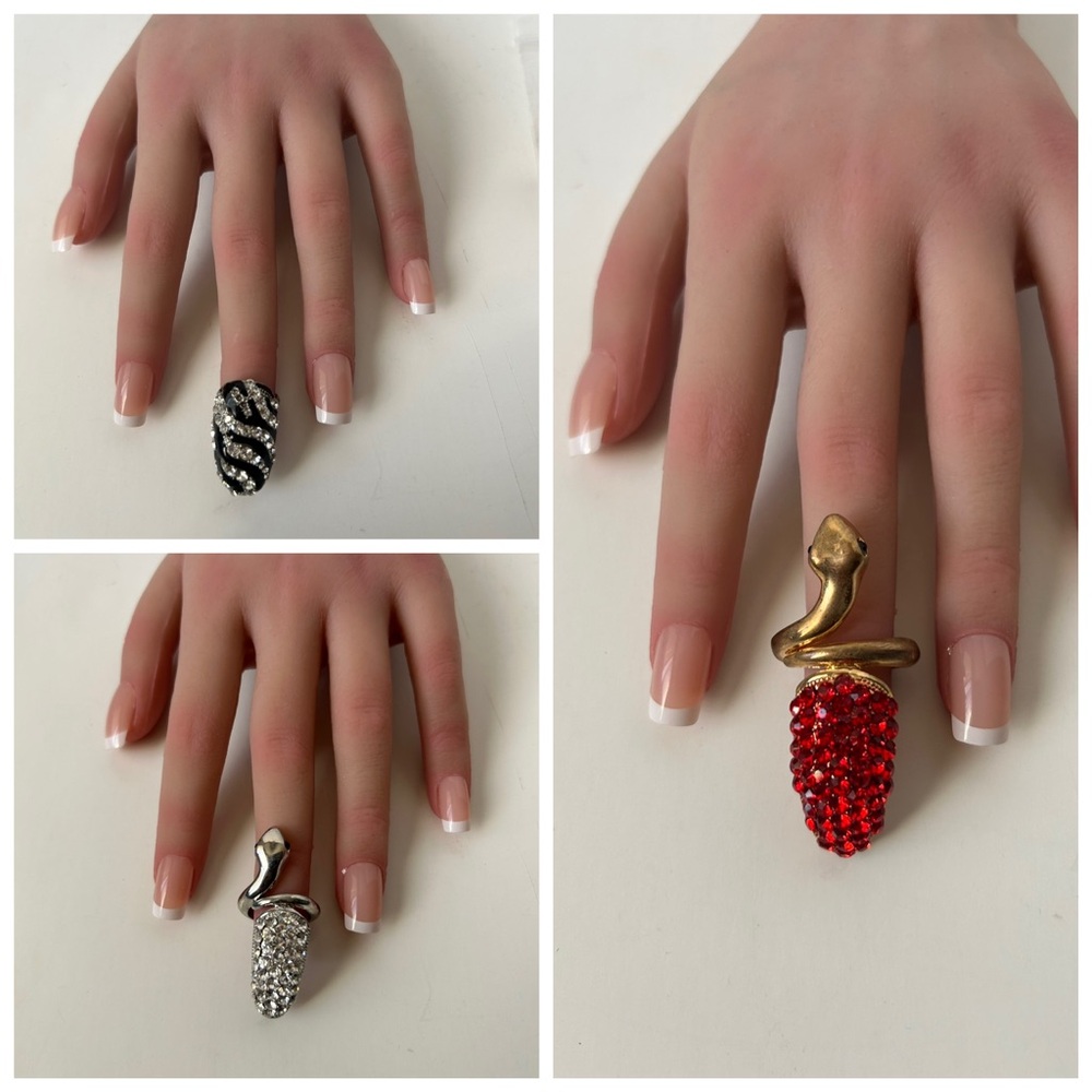 Rhinestones Snake Finger Tip Rings
